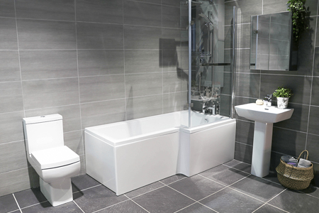 Picture of a bathroom suite including basin, bath & toilet