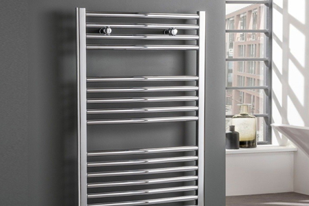 Picture of a heated towel rail in a bathroom