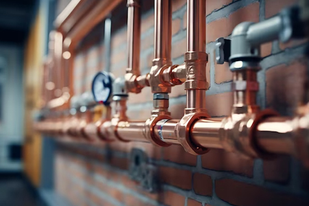 Picture of plumbing copper pipes