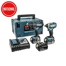 MAKITA 18V DLX2180TJ TWIN PACK COMBI DRILL AND IMPACT DRIVER  C/W 2 5AMP BATTERIES AND CHARGER