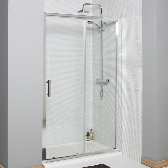Picture of a shower with sliding door