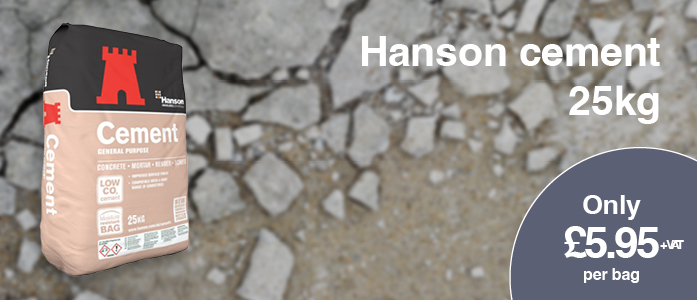 Hanson Cement 25kg. Only £5.95 per bag