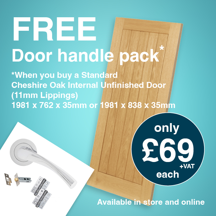 Free Door Handle Pack with the Cheshire Oak Internal Door