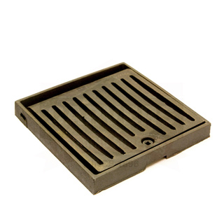 HINGED LOCKING GRATING AND FRAME BLACK COATED 173 305X305X38MM