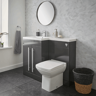 LEWIS FURNITURE PACK L SHAPE 1100MM MATT GREY  LEFT HAND DOES NOT INCLUDE PAN,CISTERN,