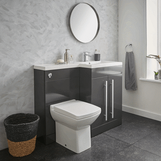 LEWIS FURNITURE PACK L SHAPED 100MM MATT GREY RIGHT HAND DOES NOT INCLUDE PAN,CISTERN,