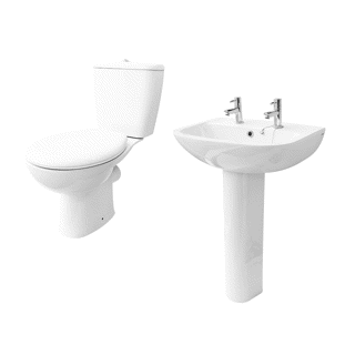 ATLAS SMOOTH CLOAKROOM SET  EXCLUDING TAPS 
