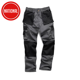 WK001 330G TWO TONE WORK TROUSERS GREY/BLACK 30S 