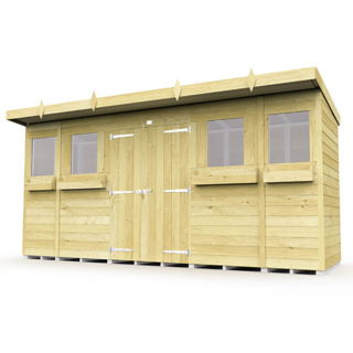 4FT X 14FT PENT SUMMER SHED  14X4PSSFF