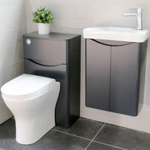 ARC MATT GRAPHITE CLOAKROOM SET EXCLUDING TAPS AND WASTE 
