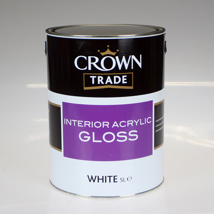 CROWN TRADE PAINT INTERIOR ACRYLIC GLOSS WHITE 5L